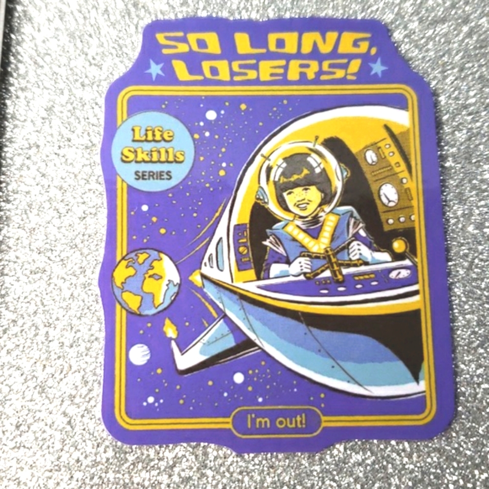 10/$10 RETRO Parody WATERPOOF Sticker Space Ship